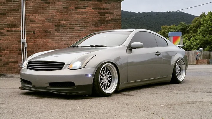 Infiniti G35 Coupe Lowered on Raceland Coilovers