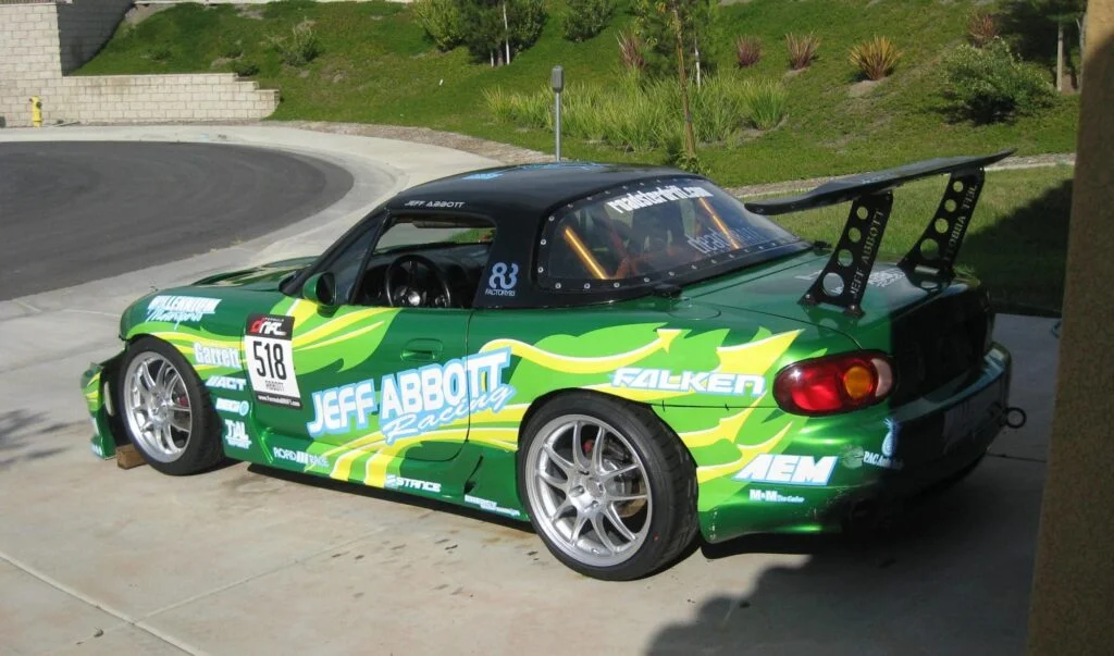Enkei PF01 rims on Jeff Abbott's drift Miata. Photo: Jeff Abbott
