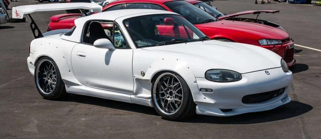 Mazda MX5 with wide, low offset wheels