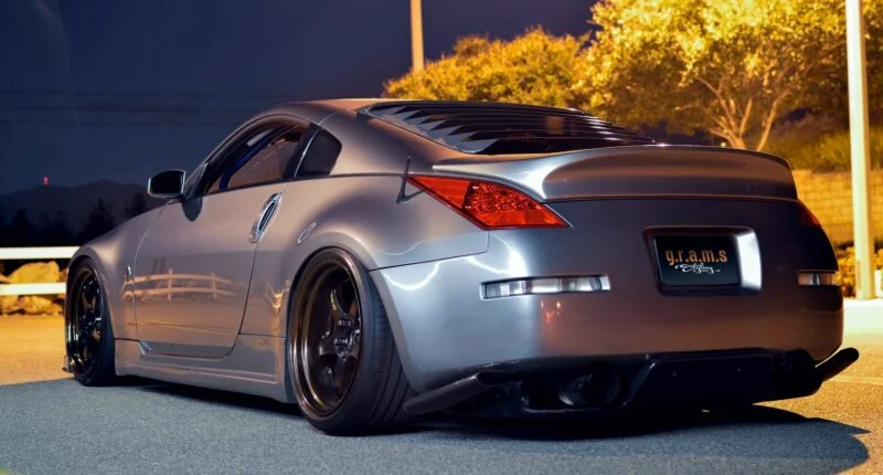 Modified Nissan 350z running wheel spacers