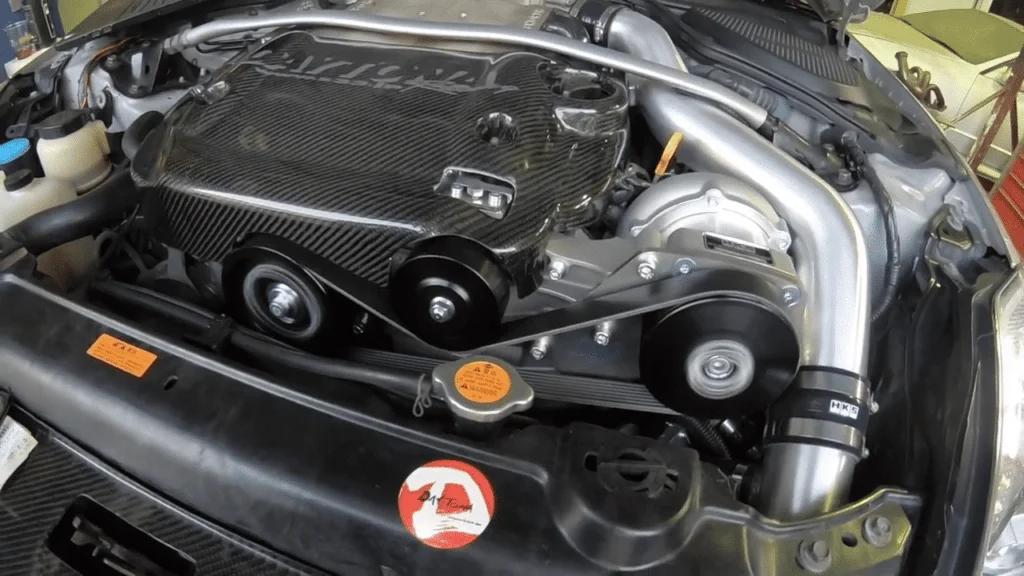 HKS supercharger kit installed on VQ35DE engine