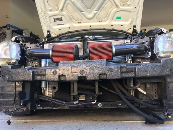 Aftermarket Oil Cooler installed on 2011 Infiniti G37.