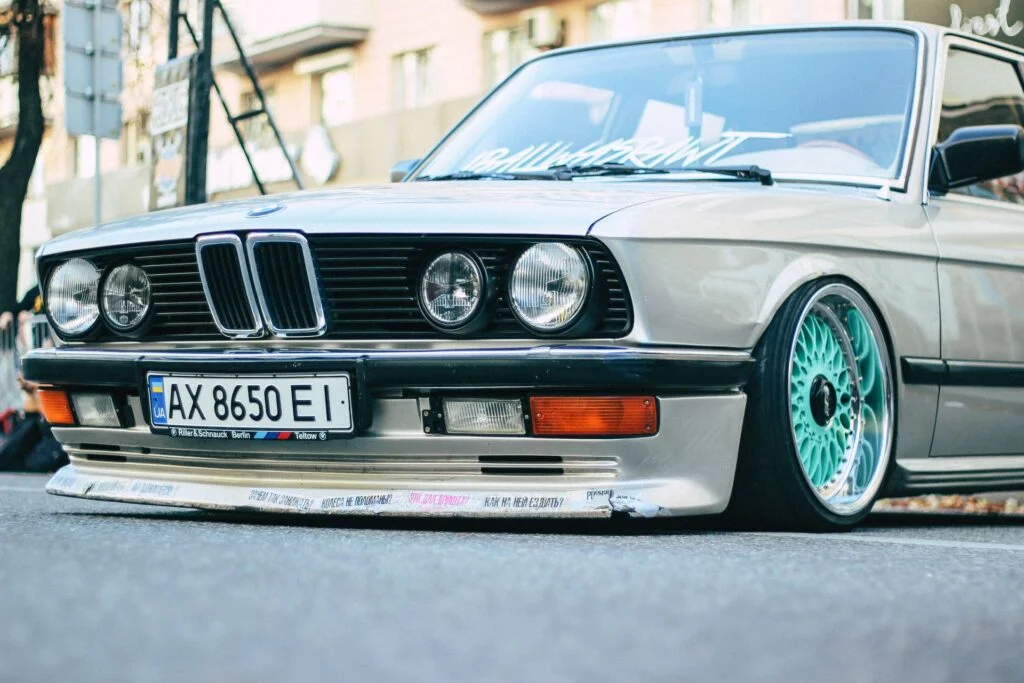 Stanced BMW with wheel fitment