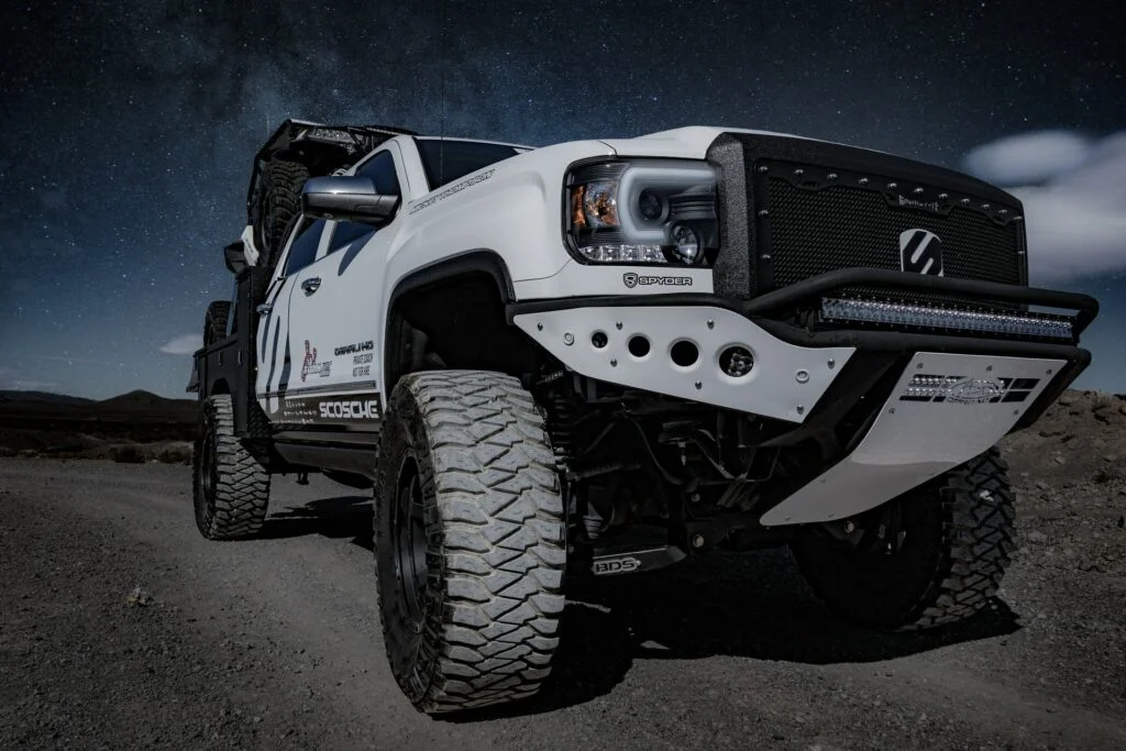 Truck with wheel spacers