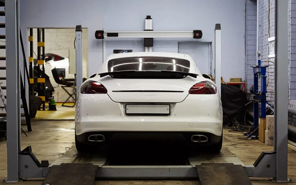 Porsche on One of the Best Four Post Car Lifts