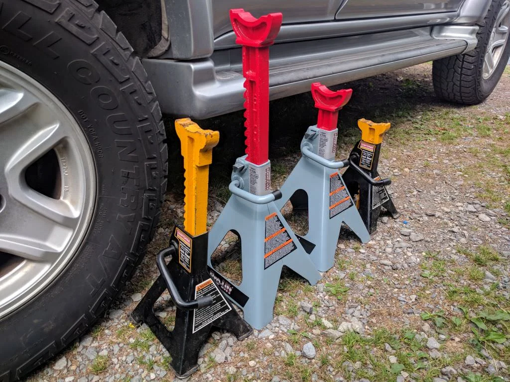 Several car jack stands