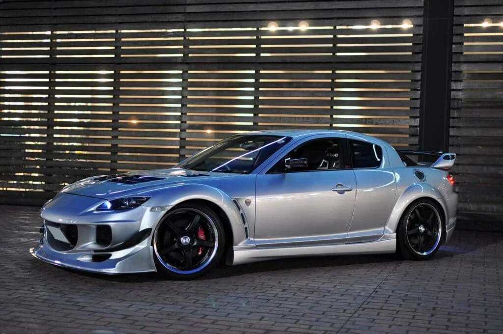 Modified Mazda RX8 with aftermarket suspension