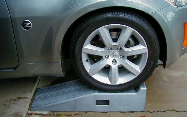 Nissan 350z on car ramps