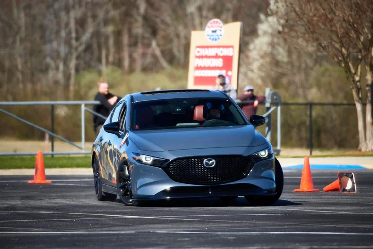 Mazda3 on a driving course