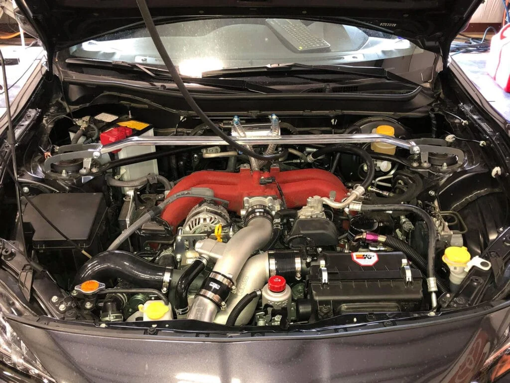 HKS's GT2 supercharger installed on a Subaru BRZ