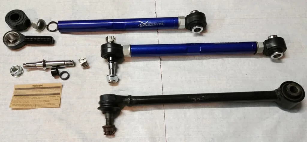 Adjustable tie rods in a bump steer adjustment kit