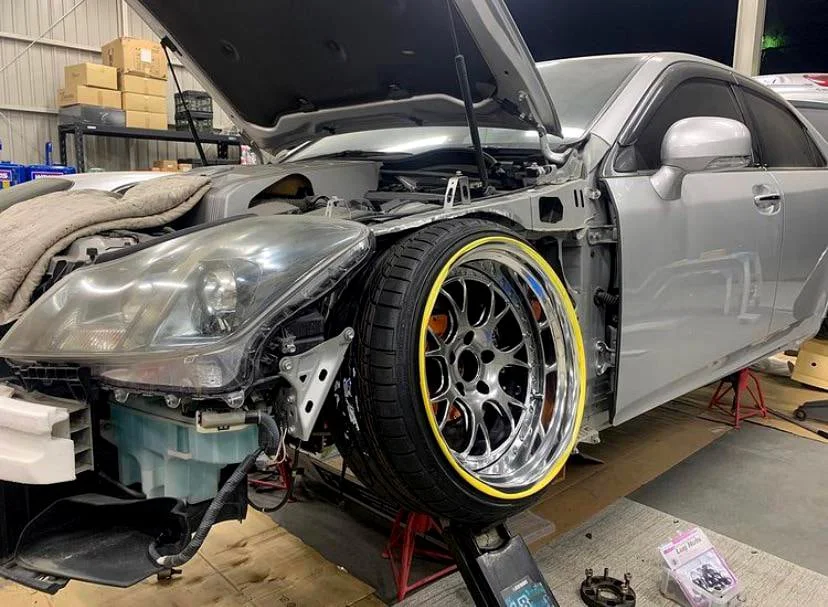 Car frame cutting for more camber