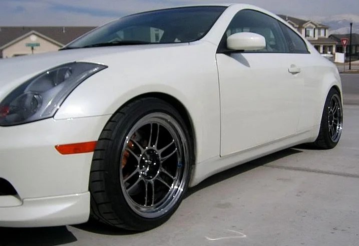 Enkei RPF1 wheels on white Infiniti G35