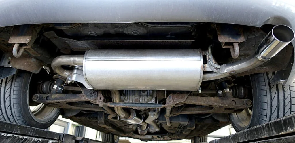 Exhaust muffler when it's bolted on