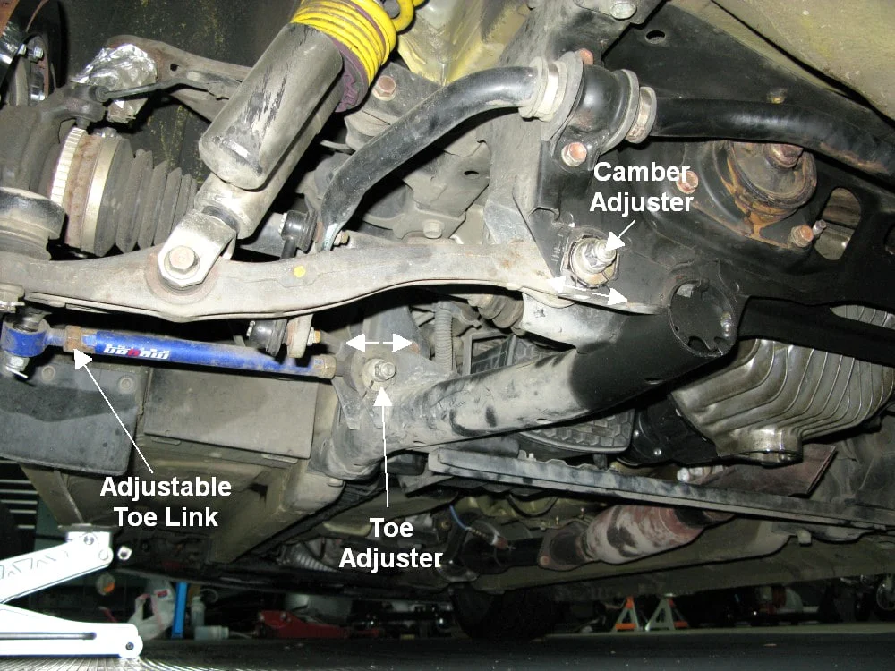 Suspension geometry adjustment points