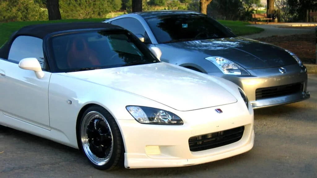 350z and s2000 parked side by side