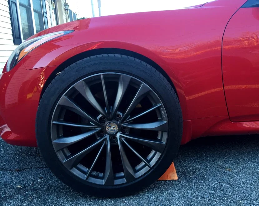 Test fitting Infiniti G37 aftermarket wheel
