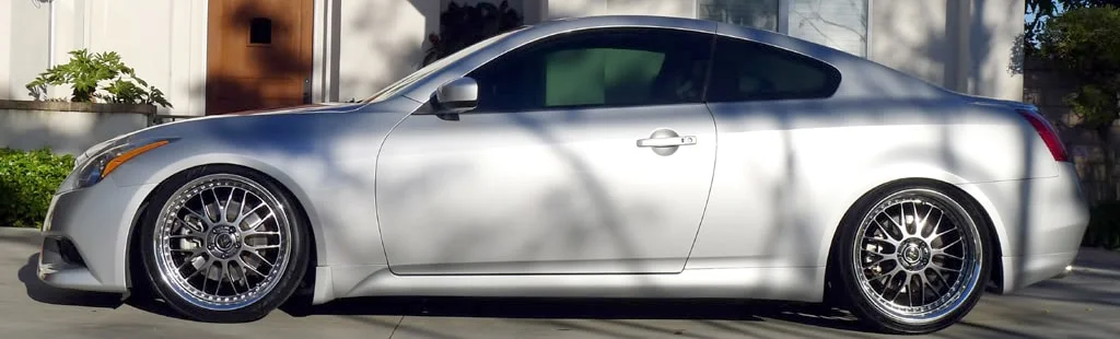 Silver Infiniti G37 coupe with Work VSXX wheels