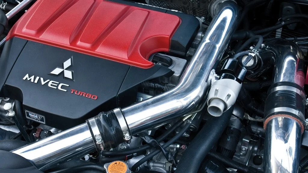 4B11T engine installed in a Mitsubishi Lancer Evo X