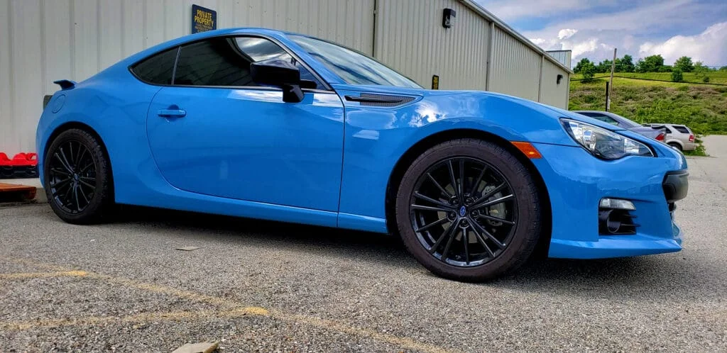A blue corner-balanced BRZ