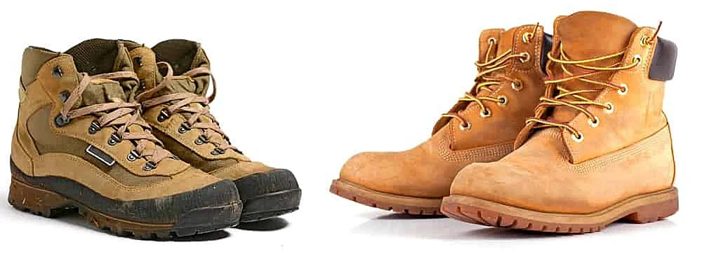Hiking boots and work boots compared