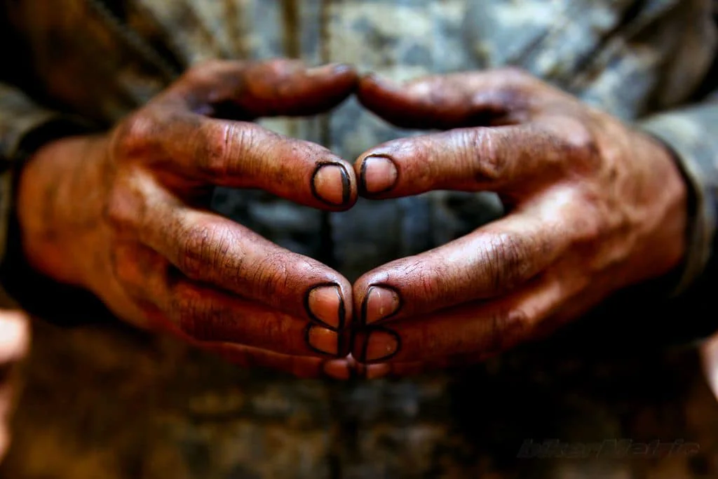 Greasy hands of a mechanic