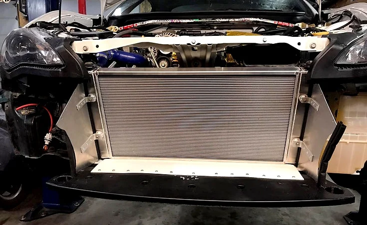 High performance radiator installed on Subaru BRZ
