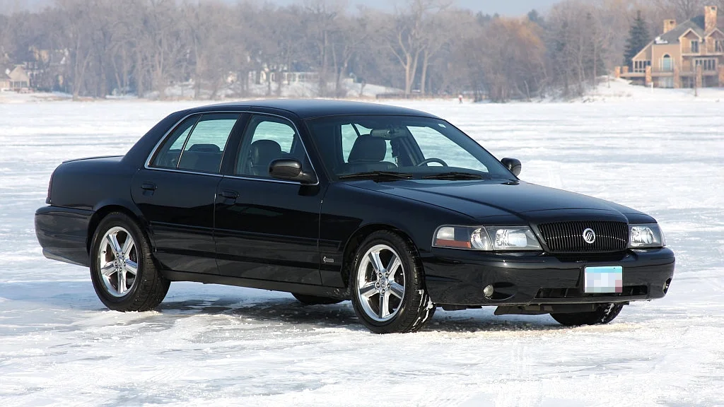 Black Mercury Marauder in the snow