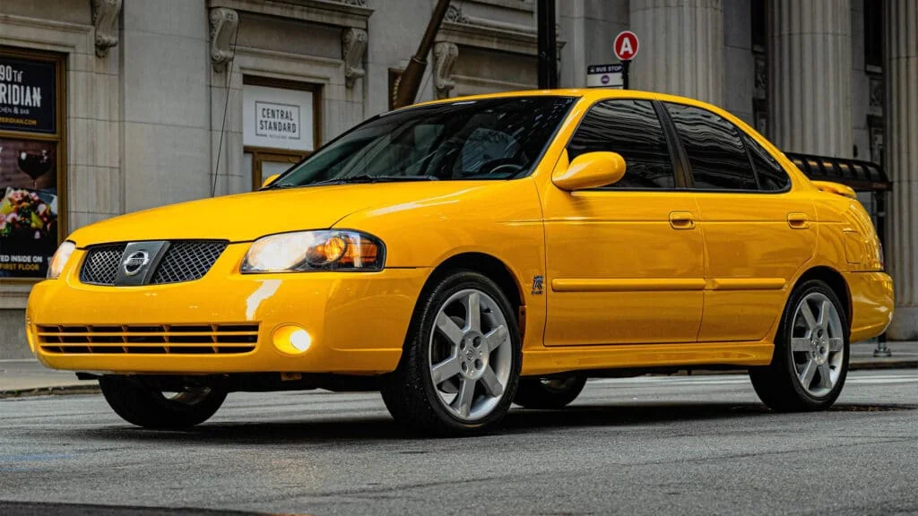 Yellow Nissan Sentra SE-r
