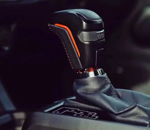 TRD leather shifter installed in an automatic Toyota Tacoma