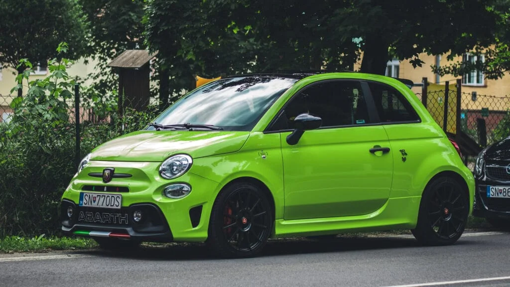 Lime green Fiat 500 Abarth