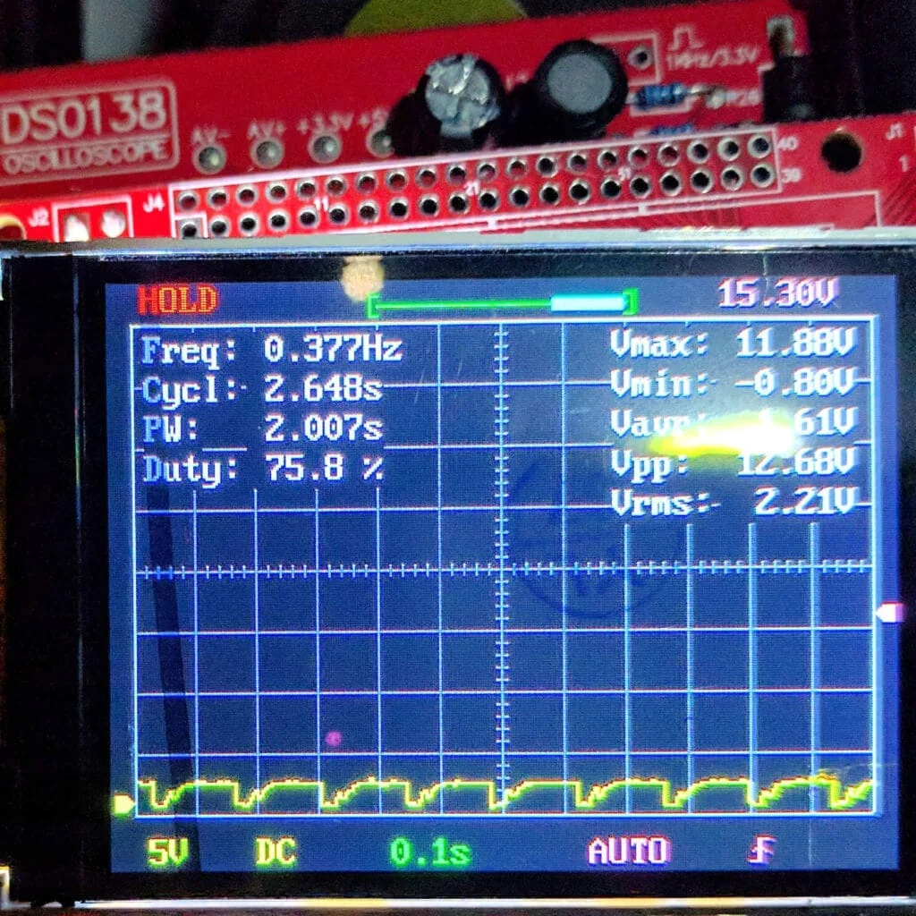 Oscilloscope for diagnosis of a faulty CKP