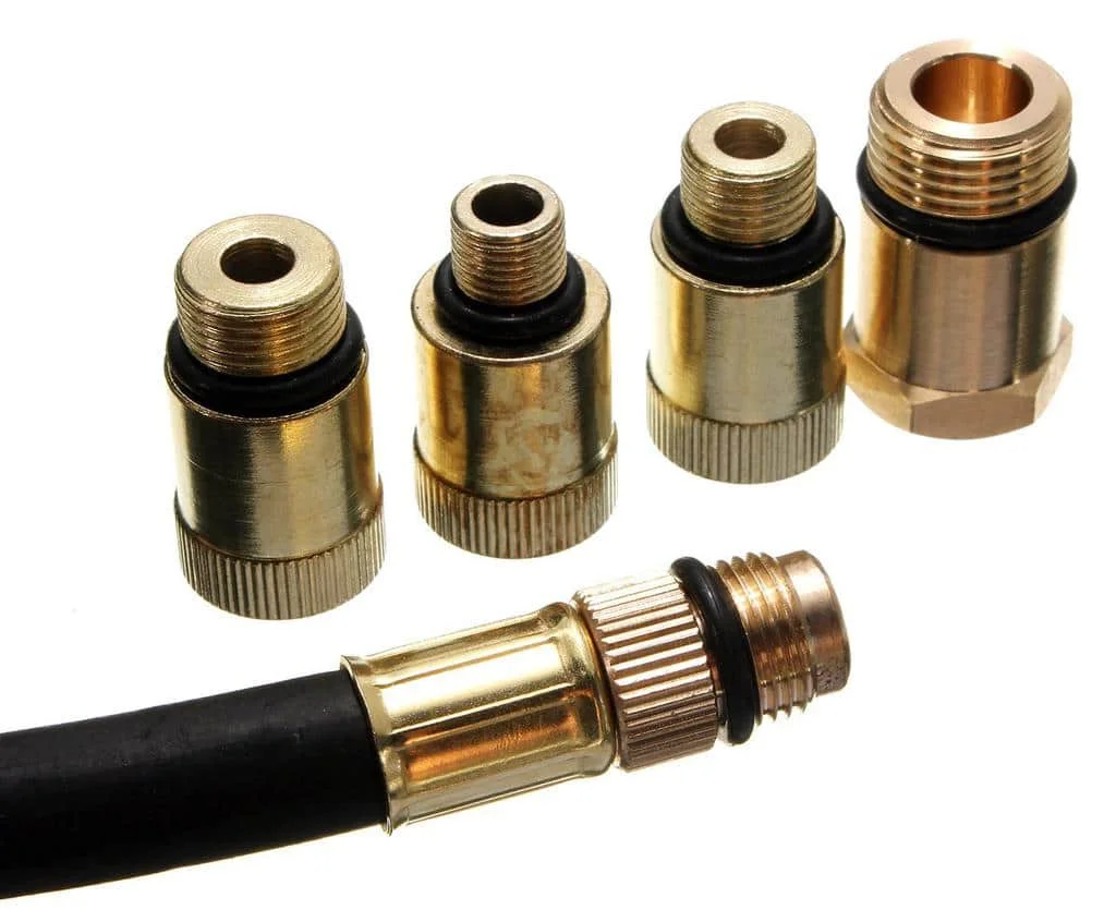 Hose and adapter attachments for compression testers