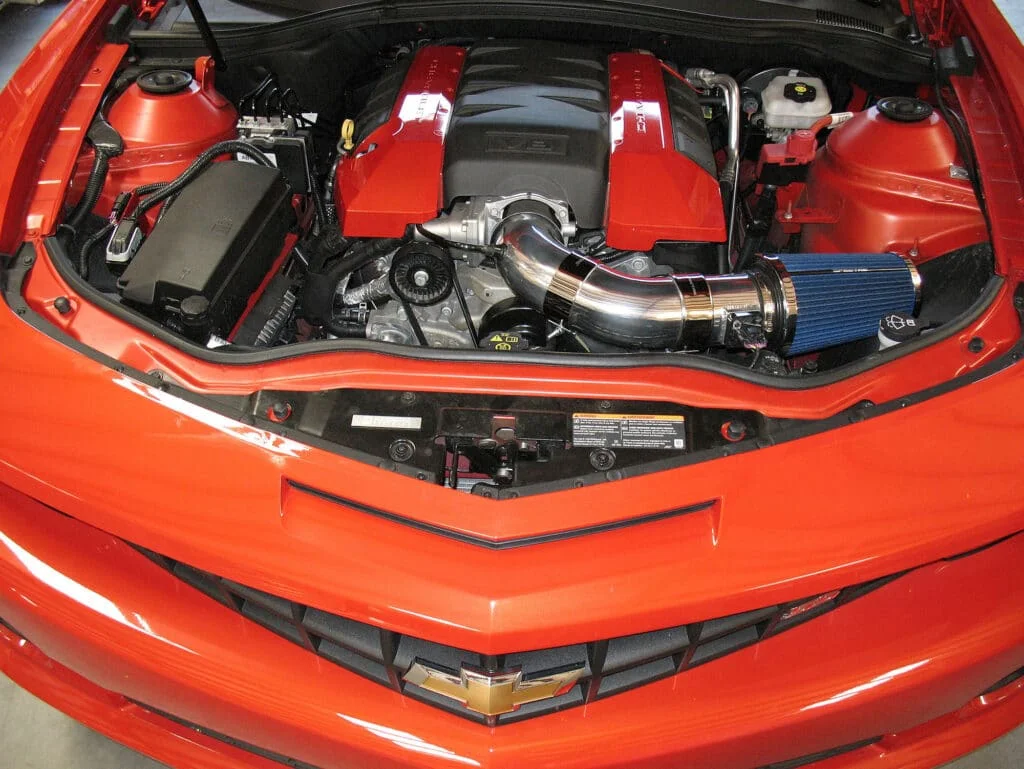 Short ram intake installed in a Chevy Camaro
