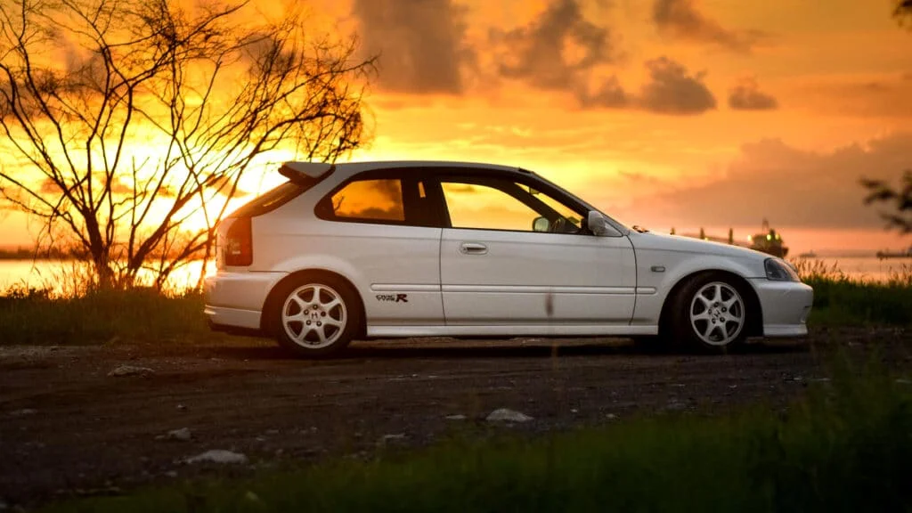 A clean, white Civic EK9 Type-R