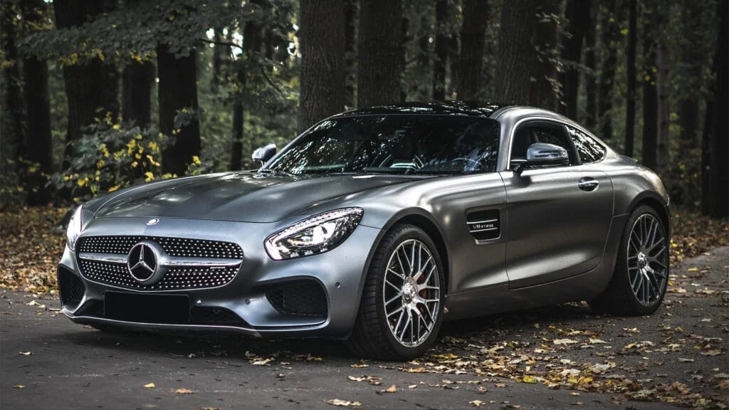 Daily driven matte silver Mercedes-AMG GT S supercar
