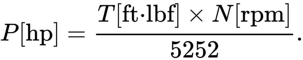 Calculating power using torque and the 5252 constant