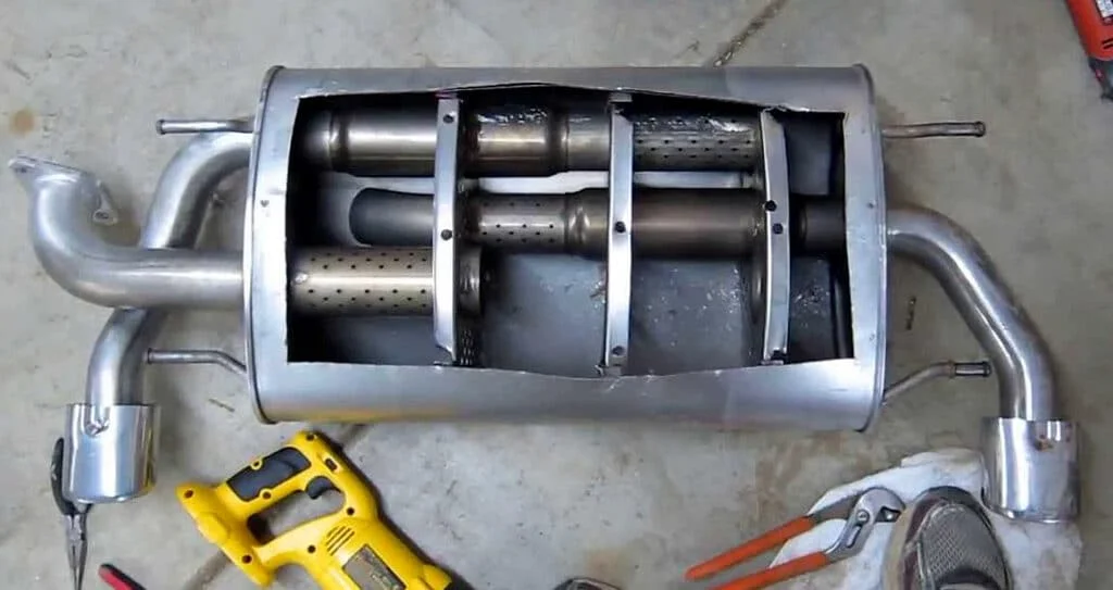 Exhaust muffler cut open