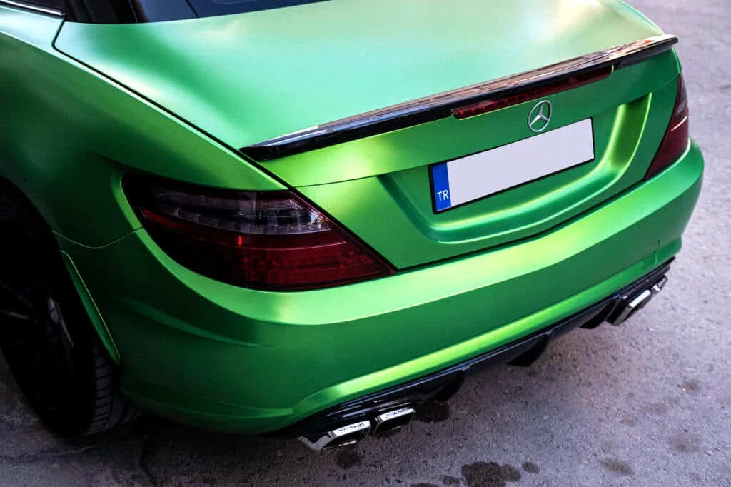 Matte green wrapped Mercedes