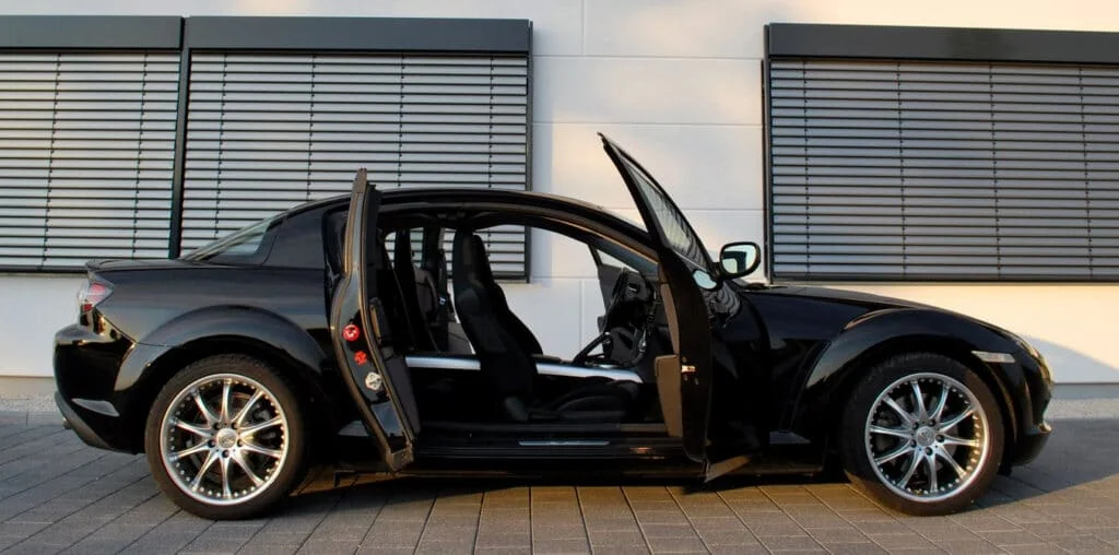 Mazda RX8 with all doors open, side view
