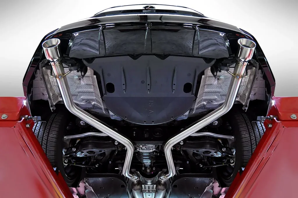 Aftermarket exhaust installed on a Lexus IS300