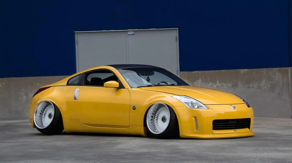 Cambered yellow Nissan Z33