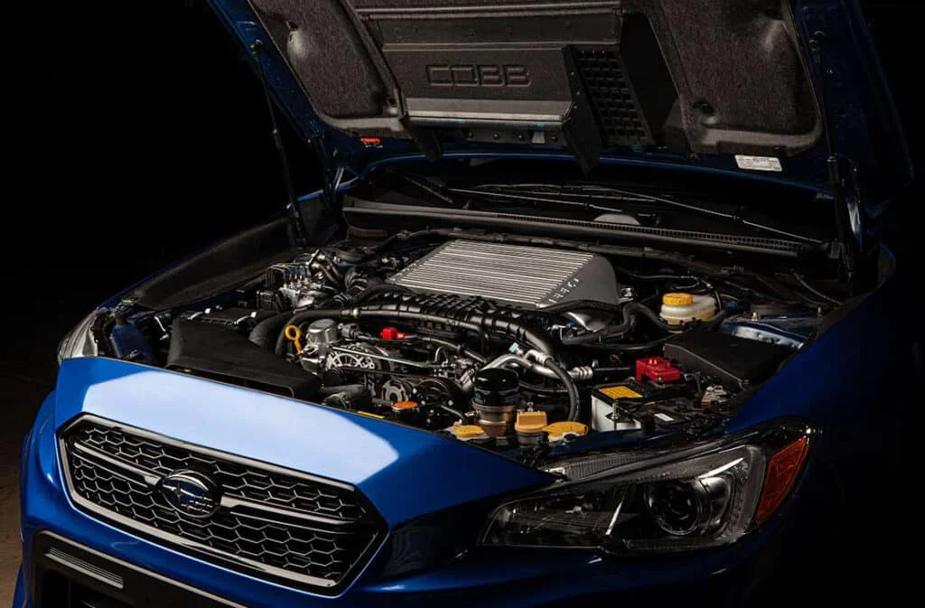 Subaru WRX with a top-mounted intercooler