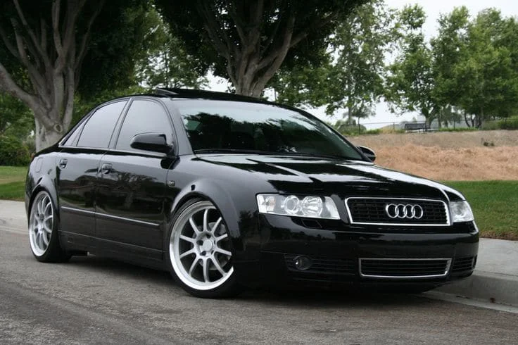 Black Audi A4 lowered on coilovers