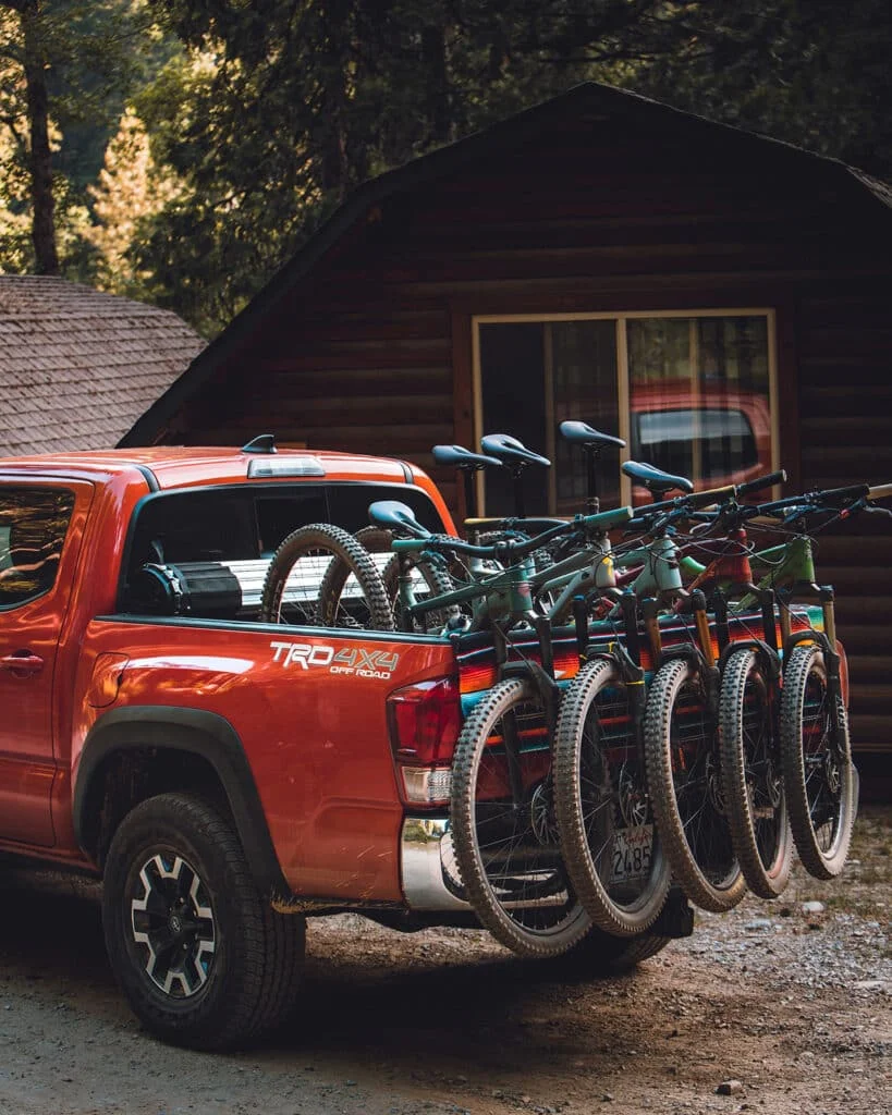Tacoma cab loaded with bikes