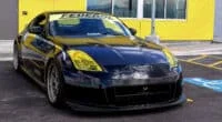 Car with colored headlights