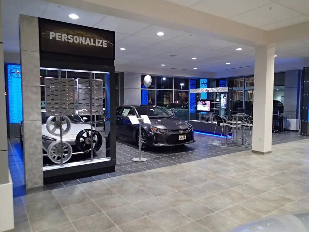 tC on display in a Scion dealership