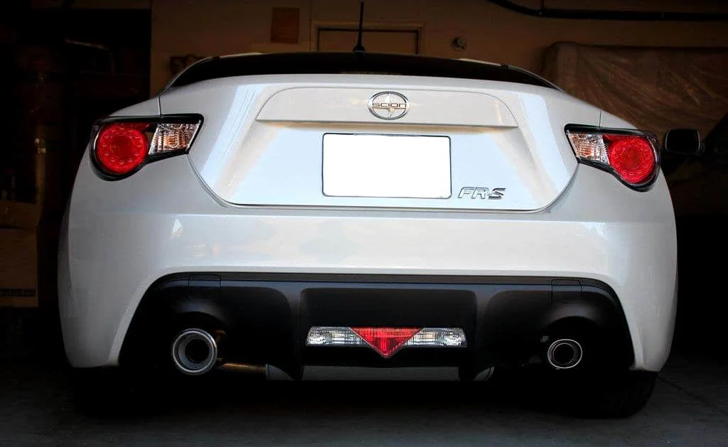Clean white Scion FRS with dual exhaust tips