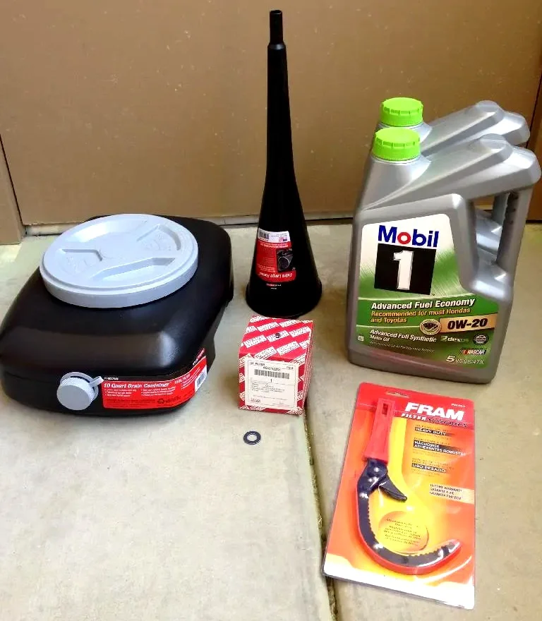 Equipment required to change the oil in a Toyota Tacoma