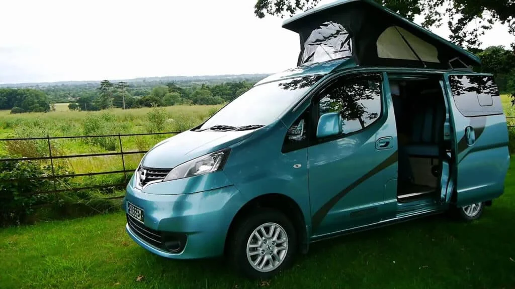 Blue Nissan Evalia camper van